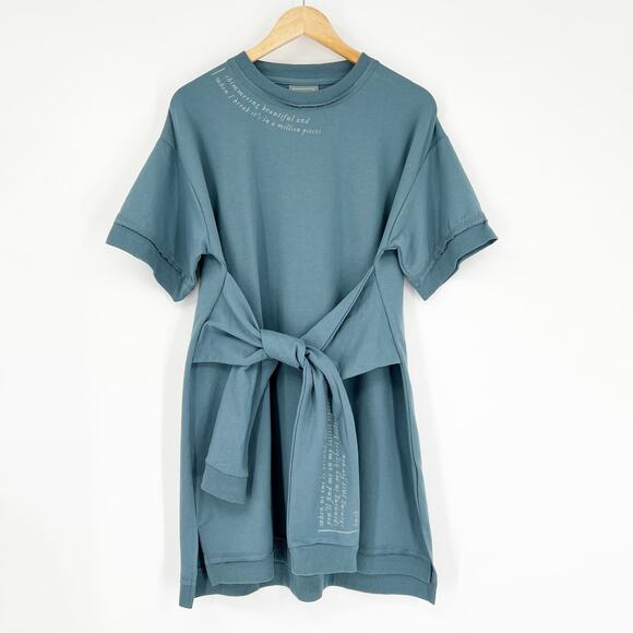 Taylor Swift Mirrorball Folklore T-Shirt Dress Blue Tie Waist Size Medium - Picture 1 of 10